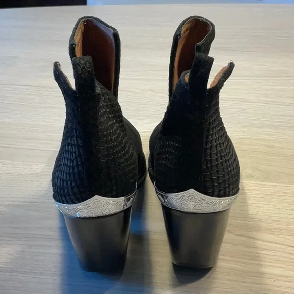 Jeffrey Campbell Cromwell Western Black Suede Snakeskin Leather Booties-Size 7.5 - Picture 4 of 16
